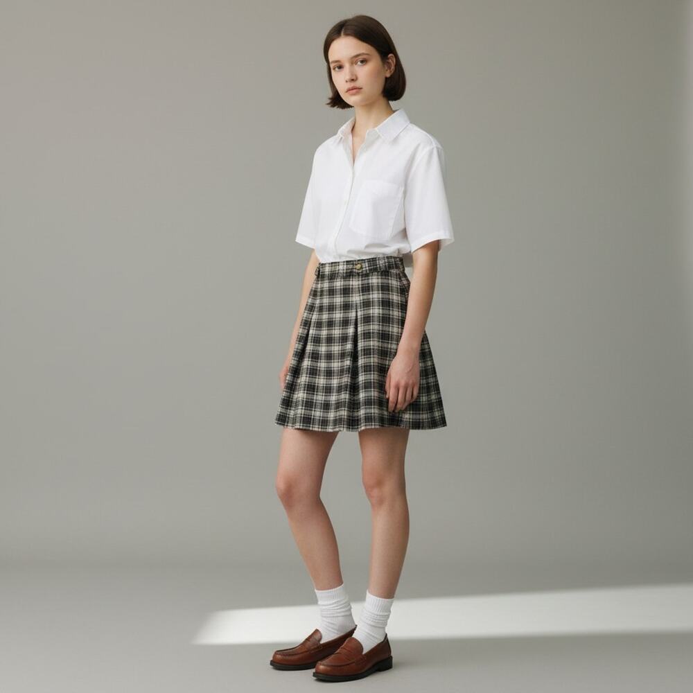 Vintage Robyne & Diane Plaid Mini Skirt 7 Made in USA High Waist Dark Academia